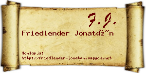 Friedlender Jonatán névjegykártya